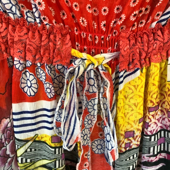 Sheer Print Long Bell Sleeve Cover Up S/M/L - Picture 6 of 8